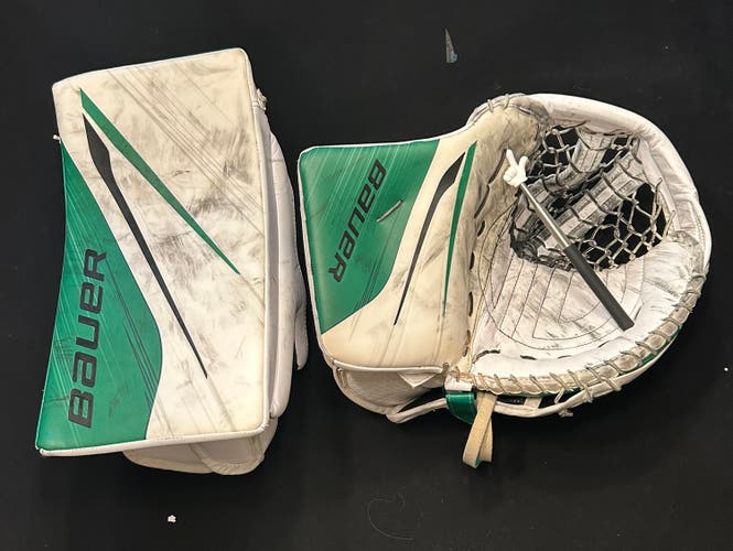 NHL Scott Wedgewood Dallas Stars Bauer Hyperlite 2 Hockey Goalie Gloves Set PRO STOCK