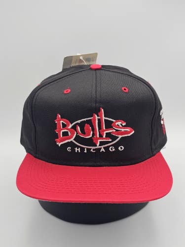 NEW Vintage Chicago Bulls NBA Sports Twill Black Red NWT Hat Cap Vtg Snapback