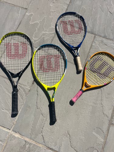 Set of 4 Wilson kids tennis racquets
