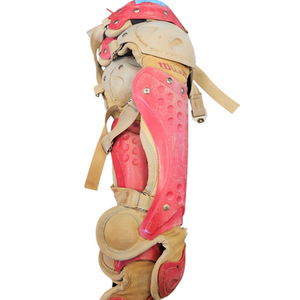 Used Wilson YOUTH 13IN RED Catchers Leg Guards Red Youth 11850-S000021015