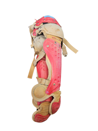 Used Wilson YOUTH 13IN RED Catchers Leg Guards Red Youth 11850-S000021015