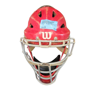 Used Wilson HELMET YOUTH RED Catchers Helmet w/Mask Red SM 11850-S000021016