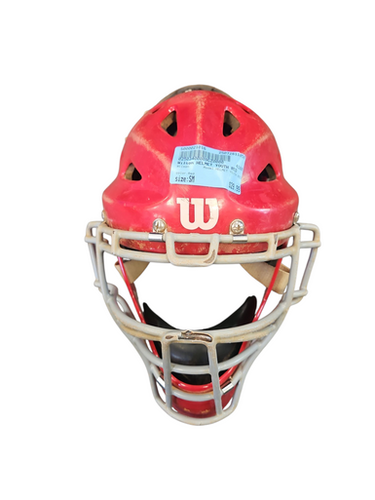 Used Wilson HELMET YOUTH RED Catchers Helmet w/Mask Red SM 11850-S000021016