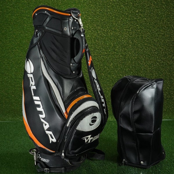 ORLIMAR GOLF VT 830 STAFF BAG 6-WAY,  9x10 TOP, CARBON FIBER BLACK & ORANGE!