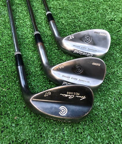 A Set of Cleveland Golf 588 DSG Action RAW Wedges 52,56,60 Degree