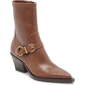 Dolce Vita Rave Womens 8.5 Saddle Snakeskin Leather Side Zip Western Boots PQ564