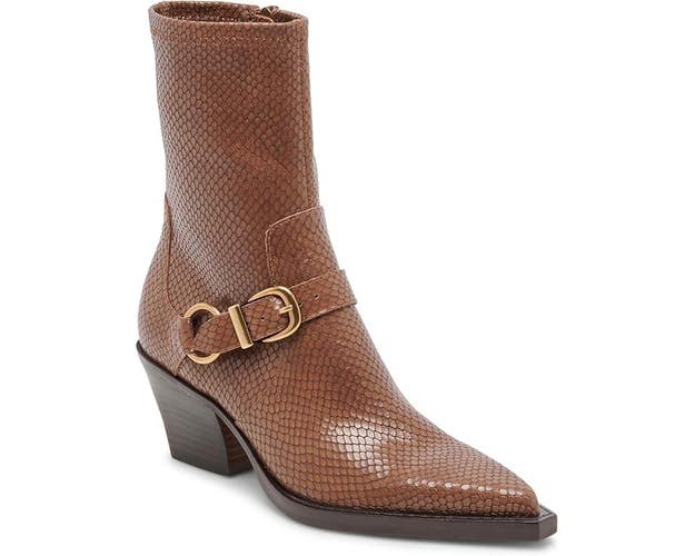 Dolce Vita Rave Womens 8.5 Saddle Snakeskin Leather Side Zip Western Boots PQ564