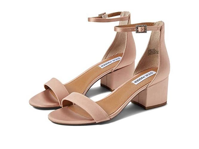 Steve Madden Irenee Dress Sandals Womens US 7.5 Blush Satin Ankle Strap PQ574