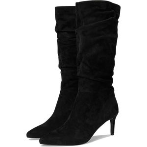 Dune London Slouch Boots Womens US 8 Black Suede Knee High Stiletto Heel PQ571