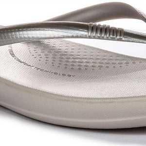 FitFlop iQushion Ergonomic E54-011 Sandal Women 9 Silver Slip-On Flip Flop PQ565