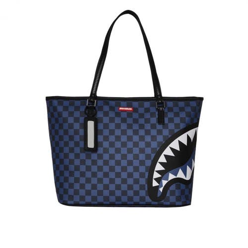 Sprayground Midnight Sip 910T7445NSZ Tote Bag Unisex Blue Check Top Handle DSB79