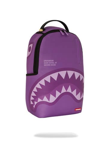Sprayground Purple Shark Central DLXVS Backpack Unisex Purple Faux Leather DSB74