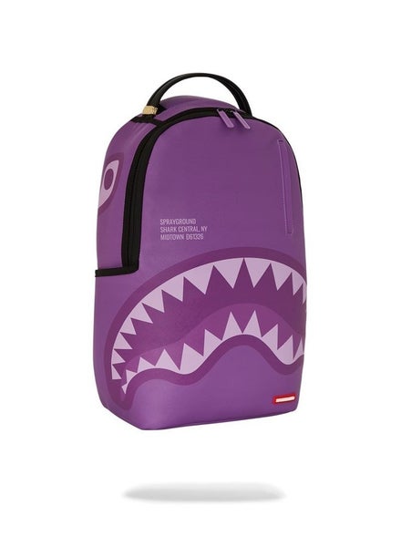 Sprayground Purple Shark Central DLXVS Backpack Unisex Purple Faux Leather DSB74