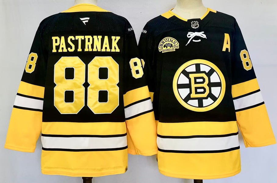 Boston Bruins 88 David Pastrnak Black Ice Hockey Jersey Size 52