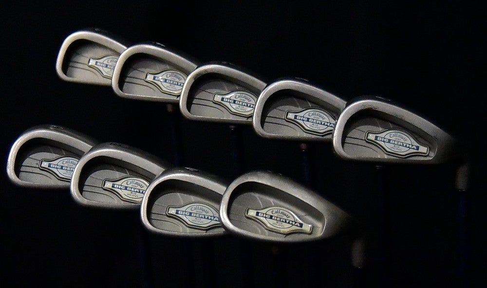 CALLAWAY BIG BERTHA X-12 IRON SET 3-9, PW, SW STIFF FLEX, RH, SHAFT 37.5" (5I)