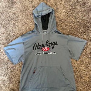 Rawlings Baseball Hoodie Gray Shirt-Sleev Men's Large Used