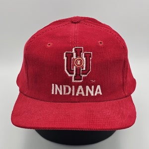NEW Vintage Indiana Hoosiers Corduroy IU Sports NCAA Hat Cap Vtg Red Snapback