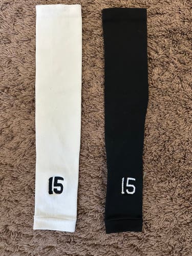 Custom Numbered Arm Sleeves Compression Sz L-XL Excellent! #15 Black and White