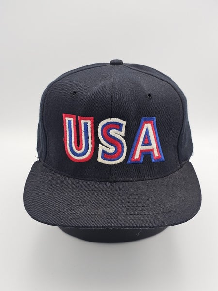 Vintage USA Black Dome Pro Wool Red White Blue Made In USA Hat Cap Vtg Snapback