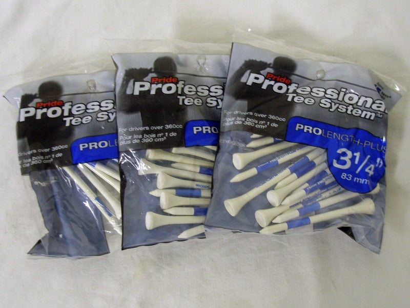 Pride Professional Tee System (3 1/4" Wht/Blue, 3pk, 45 Tot) Pro Length-Plus NEW