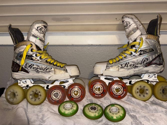Rinkrats Wheels + Mission Axiom T10 Inline Skates Regular Width Size 7.5 (Used)