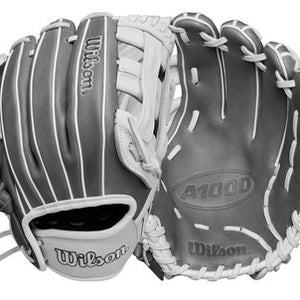 Used Wilson A1000 F12 RH Throw Fastpitch Gloves White And Grey 12" 11851-S000035545
