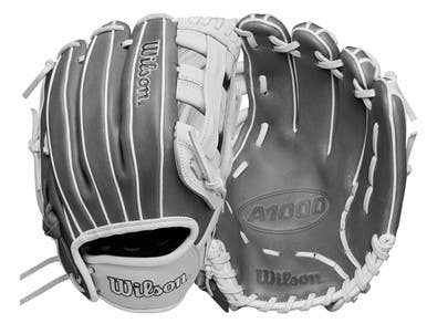Used Wilson A1000 F12 RH Throw Fastpitch Gloves White And Grey 12" 11851-S000035545