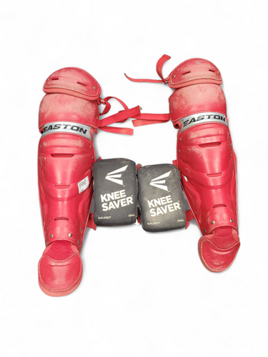 Used Easton SHIN GUARDS Catchers Leg Guards Red Adult 11863-S000023192