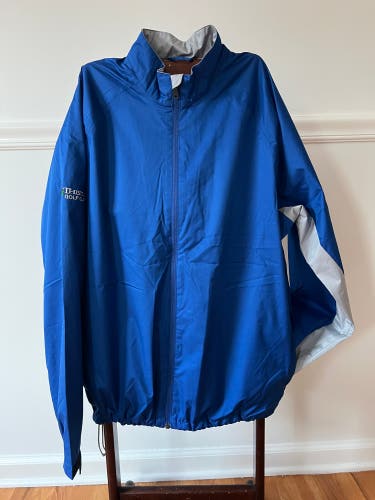 Adidas Golf Climastorm club logo windbreaker track Jacket Blue Grey Lined men M