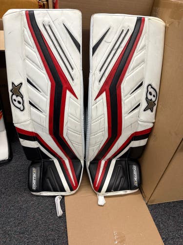 White 32" Intermediate Brian's GNETik X5 Goalie Leg Pads (Used)