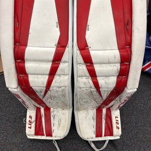 Red & White Senior True L12.2 Goalie Leg Pads (Used) | 35”+2