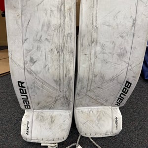 White Bauer Supreme M5 Pro Goalie Leg Pads (Used) | Senior Small (33+)