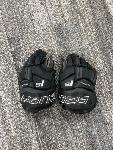 Black Youth Bauer Supreme 1S Gloves 9" (Used)
