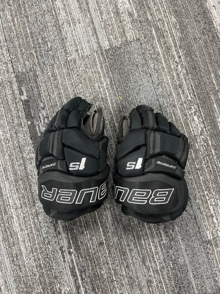 Black Youth Bauer Supreme 1S Gloves 9" (Used)