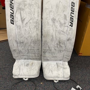 White Bauer GSX Goalie Leg Pads (Used) | Junior Large (30+)