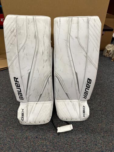 White Bauer GSX (2023 Model) Goalie Leg Pads (Used) | Junior Small (26+)