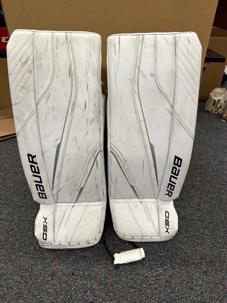 White Bauer GSX (2023 Model) Goalie Leg Pads (Used) | Junior Small (26+)