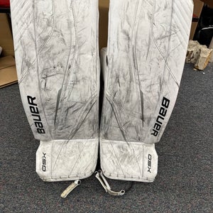 White Bauer GSX (2023 Model) Goalie Leg Pads (Used) | Junior Large (30+)