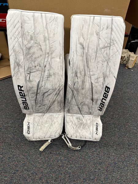 White Bauer GSX (2023 Model) Goalie Leg Pads (Used) | Junior Large (30+)