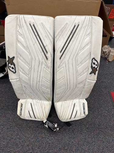White Intermediate Brian's GNETik X5 Goalie Leg Pads (Used) | 31" +1"