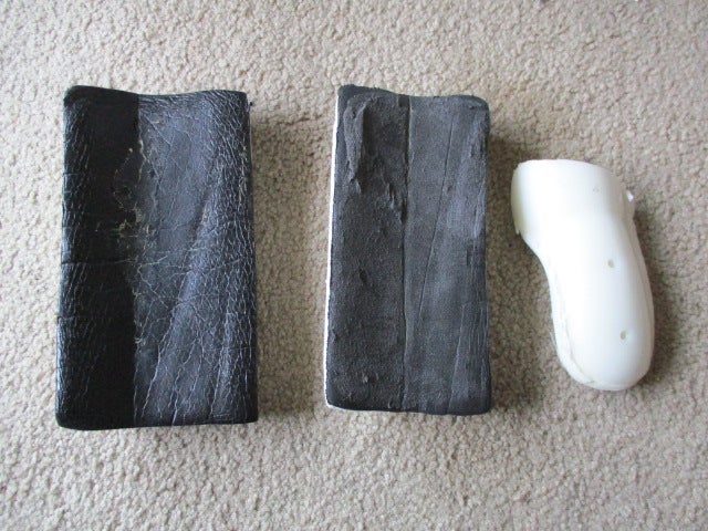 2 foam hockey goalie catching glove cuffs and 1 thumb piece