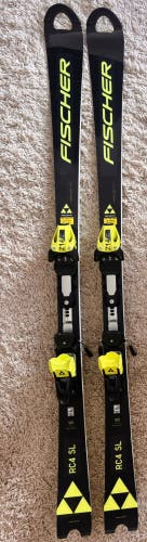 Men's 2023 Fischer 165 cm RC4 World Cup SL Skis With Bindings Max Din 14 (Used)