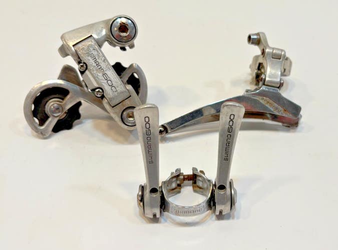 Vintage Shimano 600 RD-6207 Rear & FD-6207 Front Derailleurs Down Tube Shifters