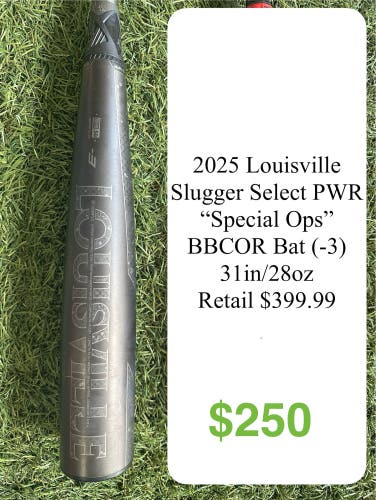2025 Louisville Slugger Select PWR Hybrid BBCOR Certified Bat (-3) 28 oz 31" (Used)