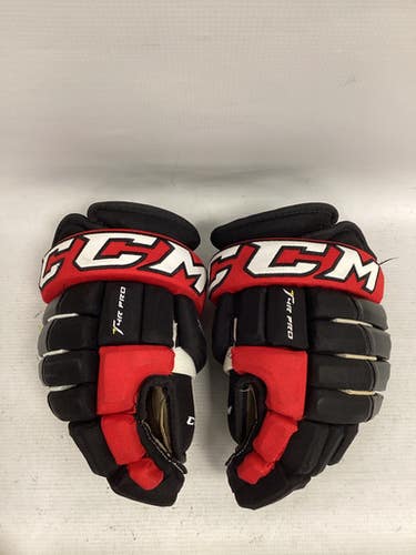 Used CCM TACKS 4R PRO Intermediate Gloves White/Black/Red 12" 11851-S000035665