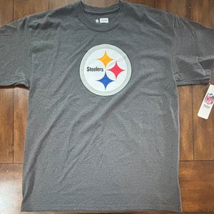 NFL Team Apparel Mens T-shirt Pittsburgh Steelers Short Sleeve Gray Large NWT
