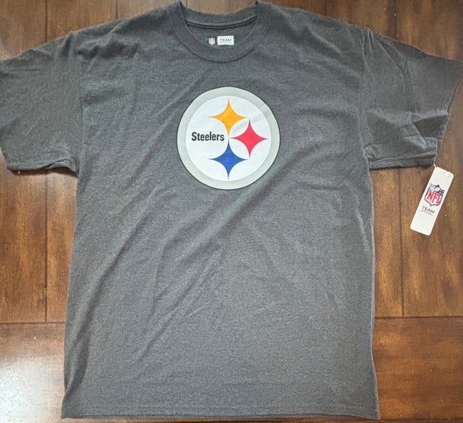 NFL Team Apparel Mens T-shirt Pittsburgh Steelers Short Sleeve Gray Large NWT