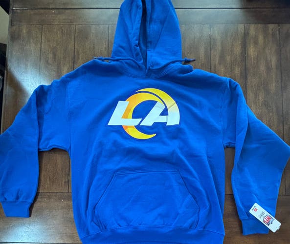Los Angeles Rams Blue Pullover Hoodie Sweatshirt Mens Large NWT