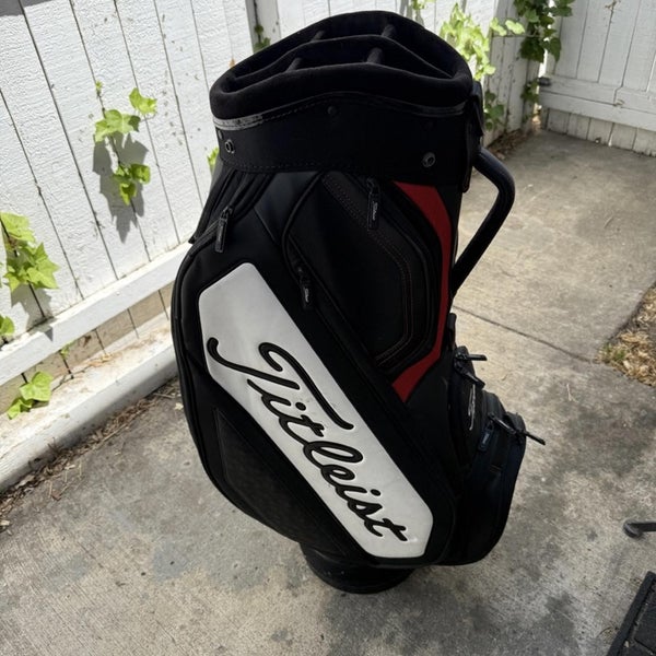 Titleist Golf Staff Bag Black White Red 6 Way Divider No Strap