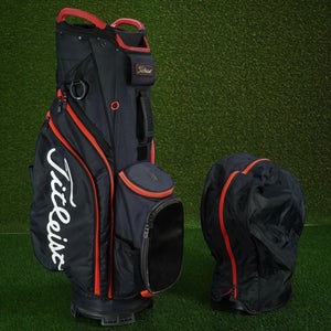 TITLIEST CART 14 CART BAG 14 WAY DIVIDERS GOLF BAG ~ CLASSIC BLACK & RED!!